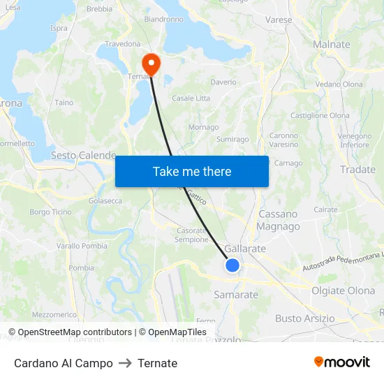 Cardano al Campo to Ternate map