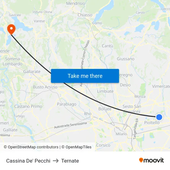 Cassina De' Pecchi to Ternate map