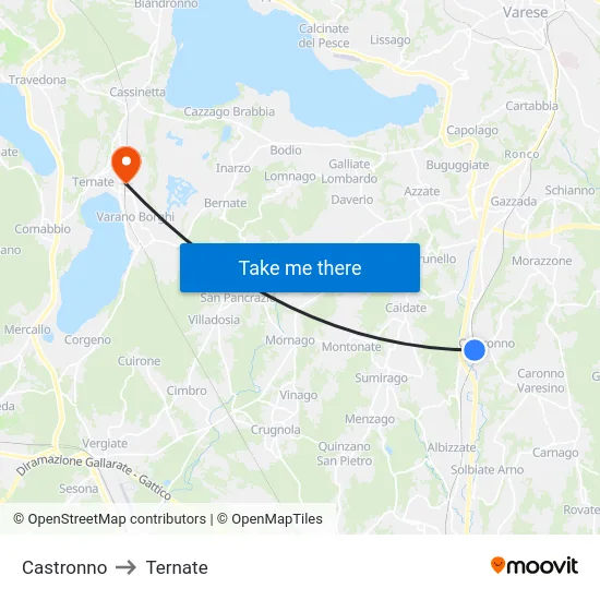 Castronno to Ternate map