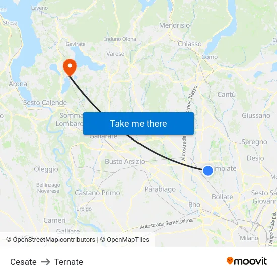 Cesate to Ternate map