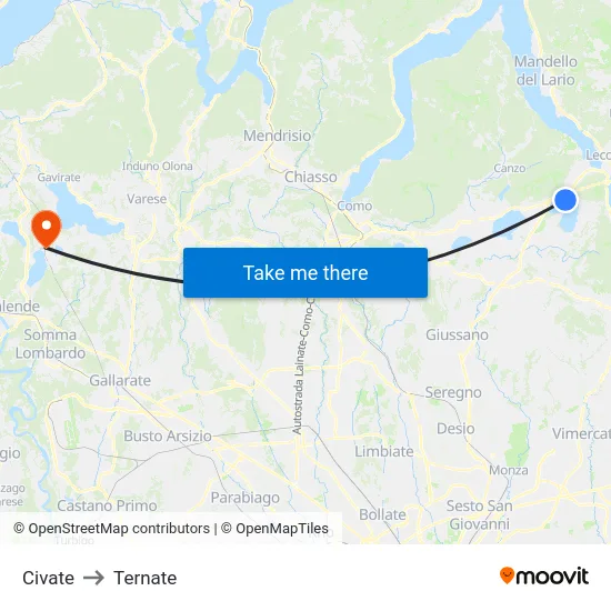 Civate to Ternate map