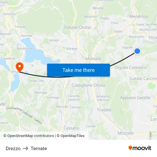 Drezzo to Ternate map