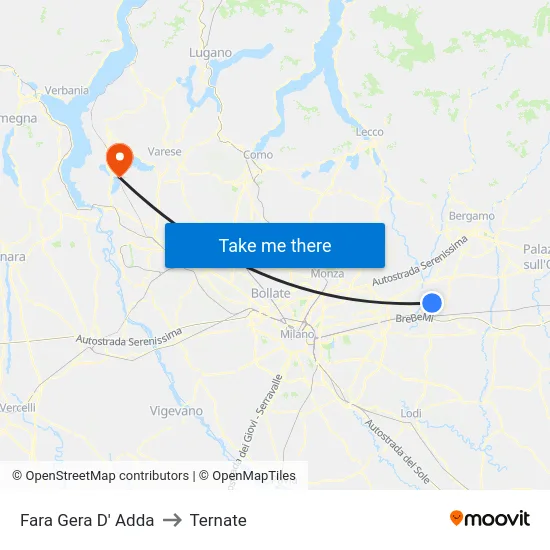 Fara Gera D' Adda to Ternate map