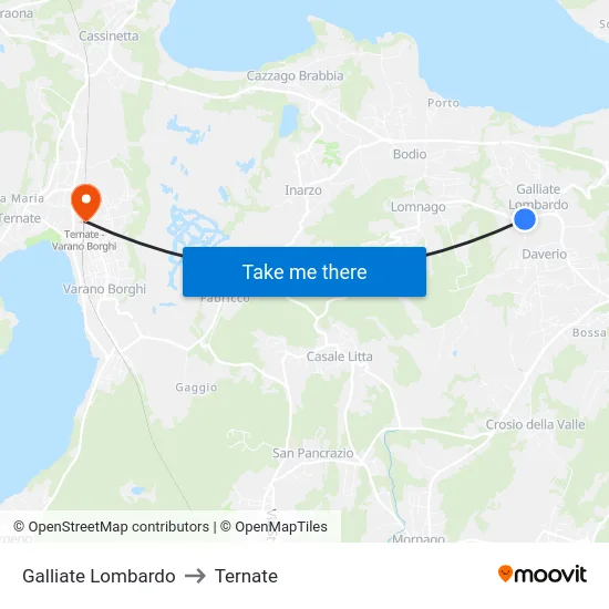 Galliate Lombardo to Ternate map