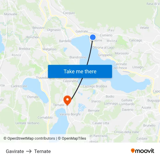 Gavirate to Ternate map