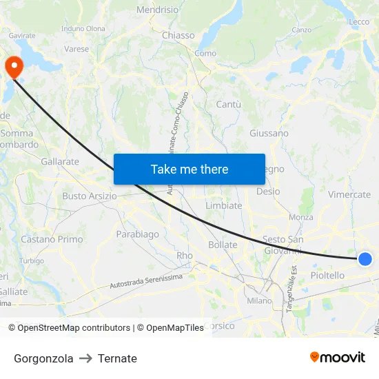 Gorgonzola to Ternate map