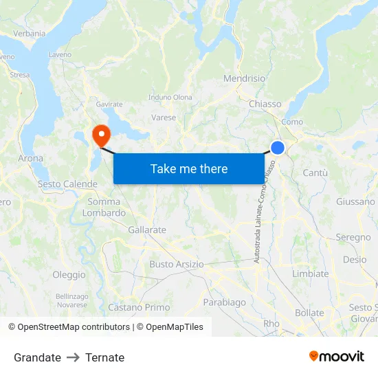 Grandate to Ternate map