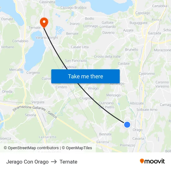 Jerago con Orago to Ternate map