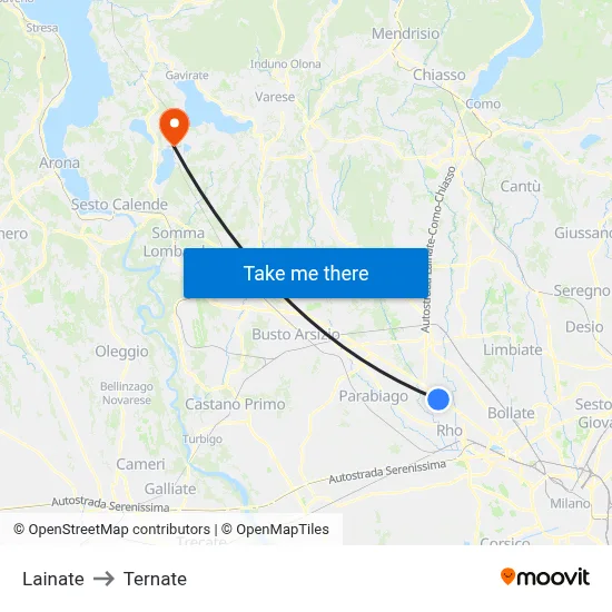 Lainate to Ternate map
