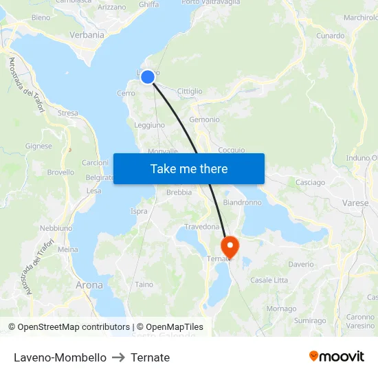 Laveno-Mombello to Ternate map