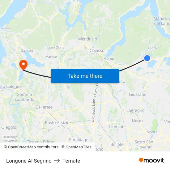 Longone Al Segrino to Ternate map