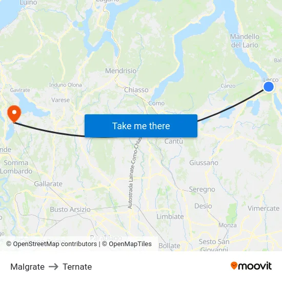 Malgrate to Ternate map
