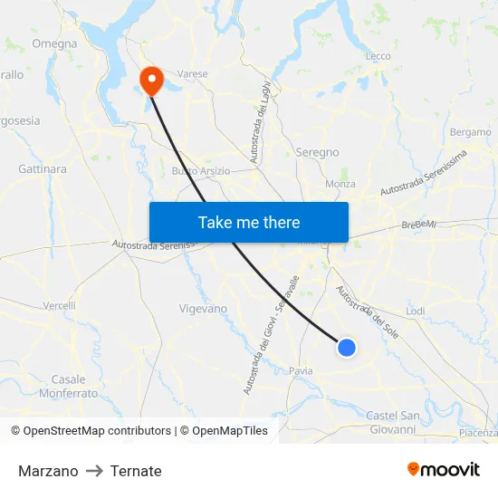 Marzano to Ternate map