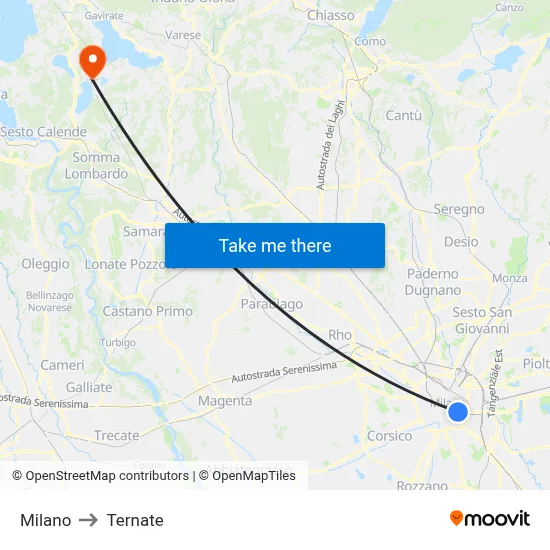 Milan to Ternate map