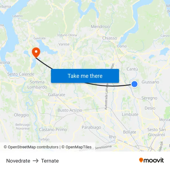 Novedrate to Ternate map
