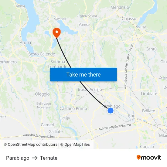 Parabiago to Ternate map