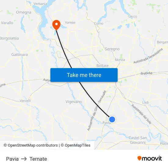 Pavia to Ternate map