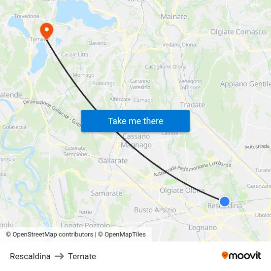 Rescaldina to Ternate map