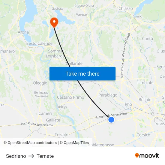 Sedriano to Ternate map
