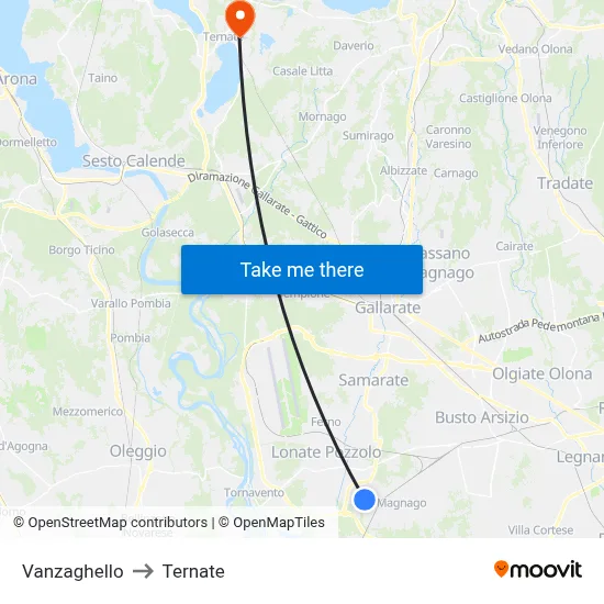Vanzaghello to Ternate map