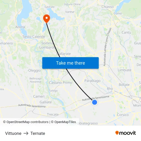 Vittuone to Ternate map