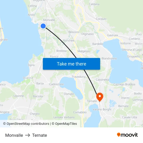 Monvalle to Ternate map