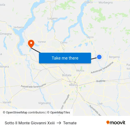 Sotto Il Monte Giovanni Xxiii to Ternate map