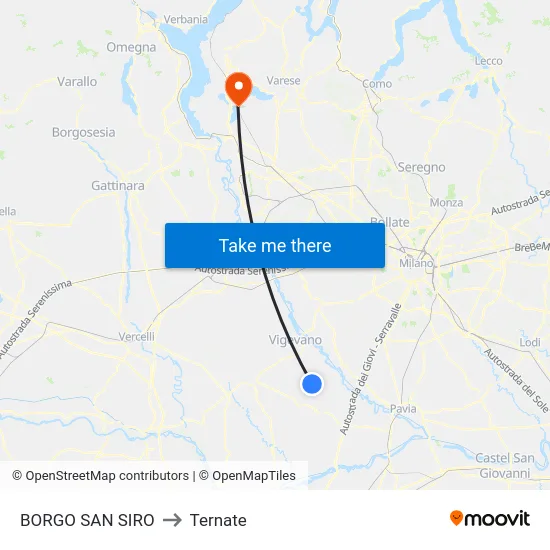 Borgo San Siro to Ternate map