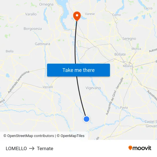 Lomello to Ternate map
