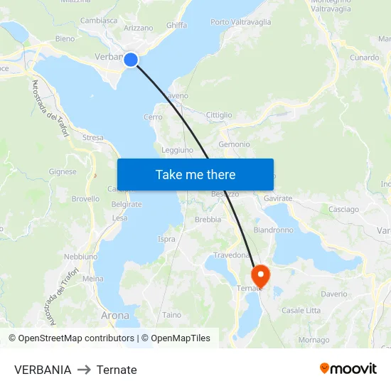 Verbania to Ternate map