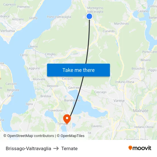 Brissago-Valtravaglia to Ternate map
