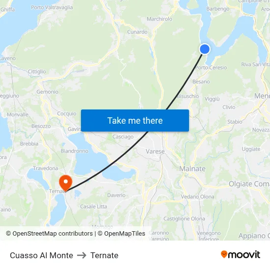 Cuasso Al Monte to Ternate map