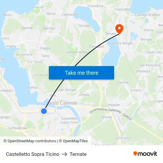 Castelletto Above Ticino to Ternate map