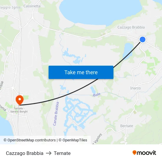 Cazzago Brabbia to Ternate map
