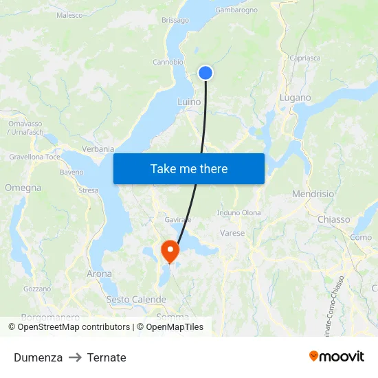 Dumenza to Ternate map