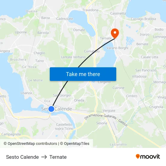 Sesto Calende to Ternate map