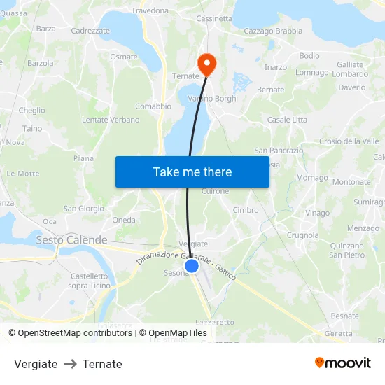 Vergiate to Ternate map