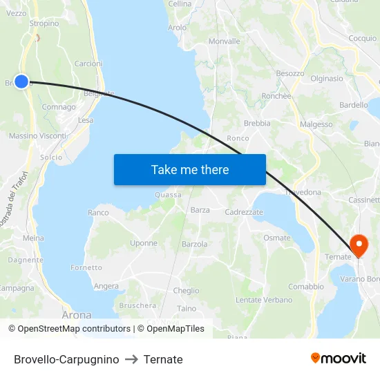 Brovello-Carpugnino to Ternate map