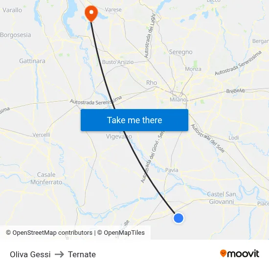 Oliva Gessi to Ternate map