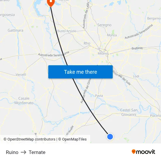 Ruino to Ternate map