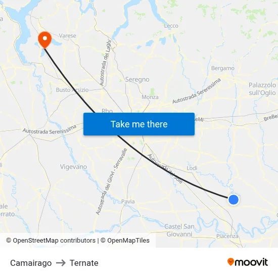 Camairago to Ternate map