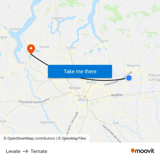 Levate to Ternate map