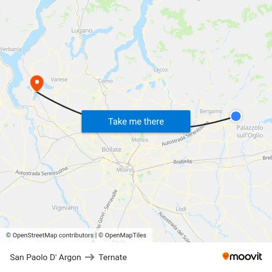 San Paolo d'Argon to Ternate map