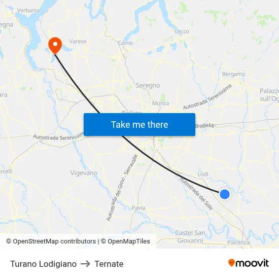 Turano Lodigiano to Ternate map