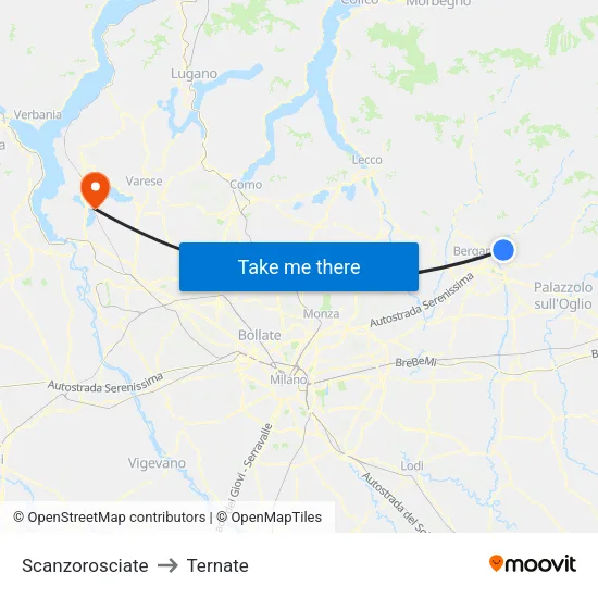 Scanzorosciate to Ternate map