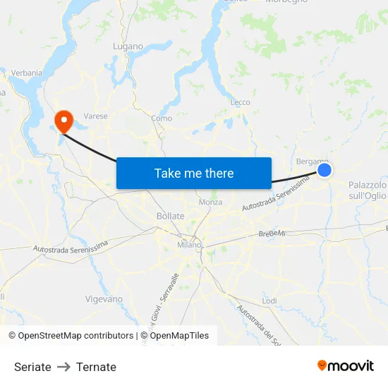 Seriate to Ternate map