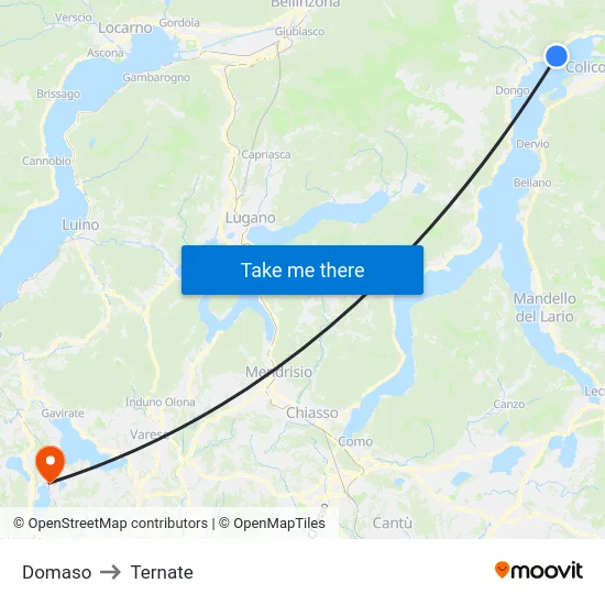 Domaso to Ternate map