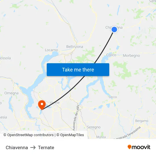 Chiavenna to Ternate map