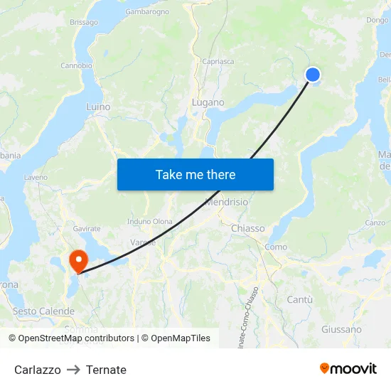 Carlazzo to Ternate map