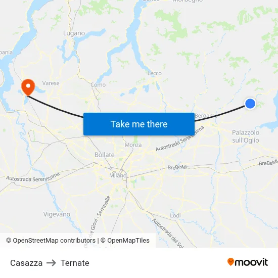 Casazza to Ternate map